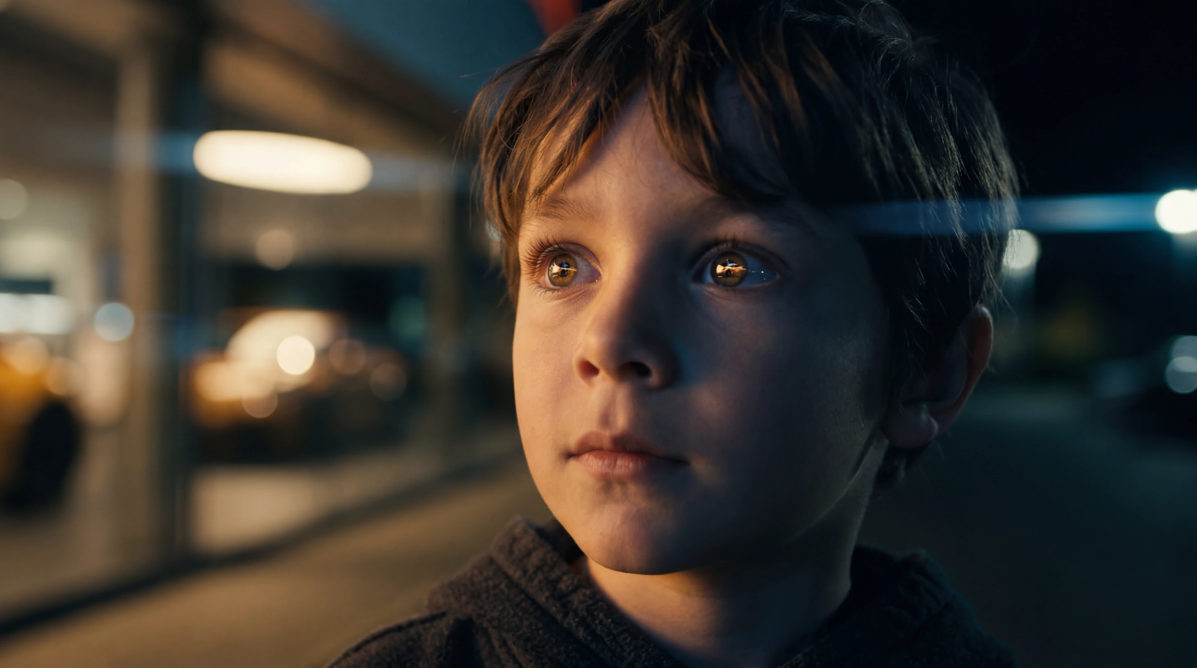 Close-up of boy dreaming of Porsche